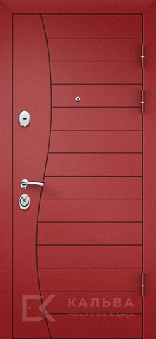 Фото «Стальная дверь красная шагрень волна внутри дуб светлый №7»