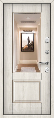 Фото №2 «Железная дверь лофт графит с зеркальной вставкой для квартиры №50»